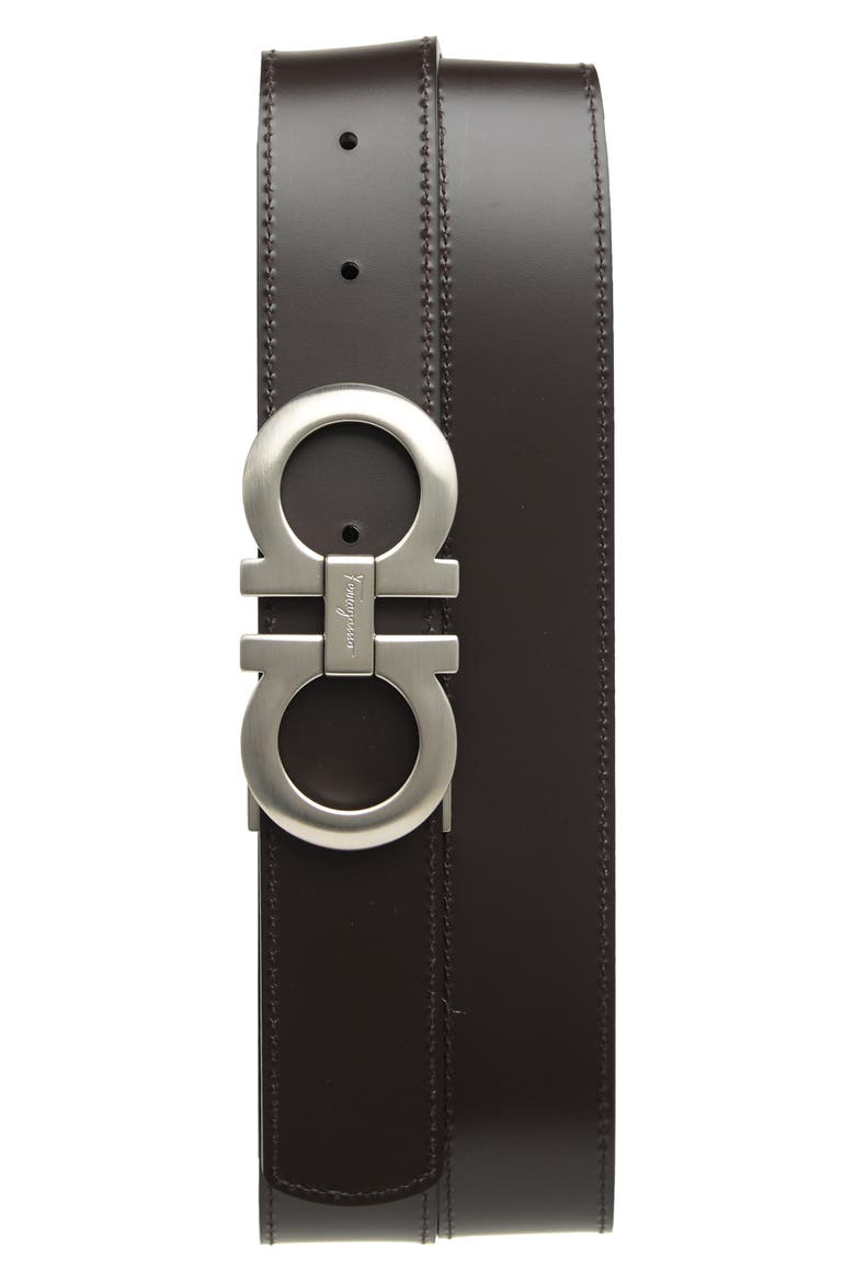 Gancini Reversible Leather Belt, Alternate, color, BLACK/ BROWN