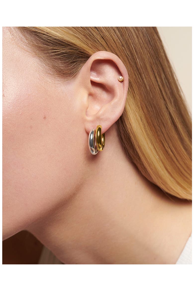 Small Essential Tube Hoop Earrings, Alternate, color, STERLING SILVER
