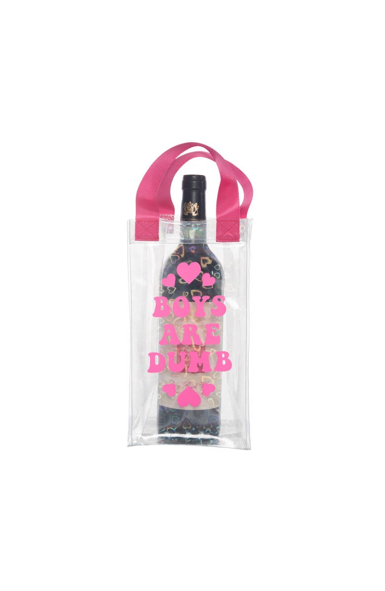 Totalee Gift Boys Are Dumb Wine Bag Plastic Clear, Main, color, Pink