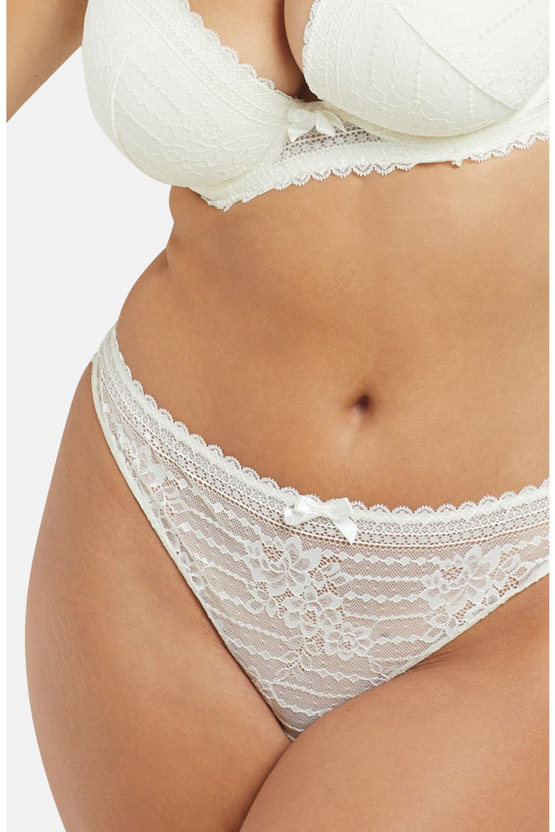 Panama Lace Thong, Alternate, color, ECRU