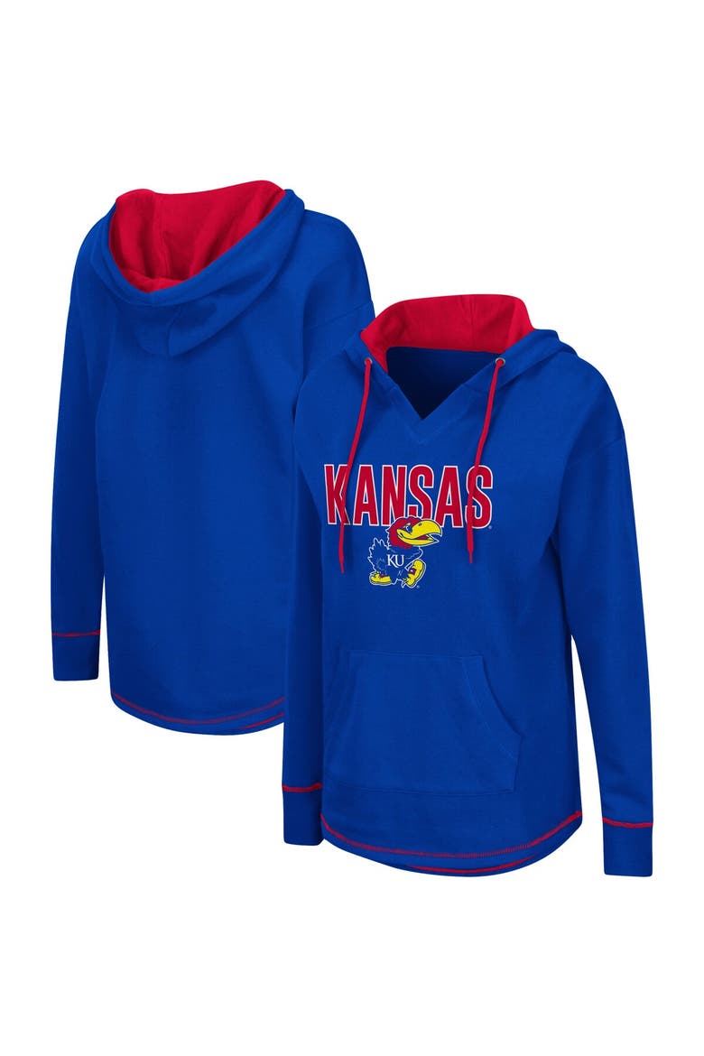 Women's Colosseum Royal Kansas Jayhawks Tunic Pullover Hoodie, Main, color, Royal