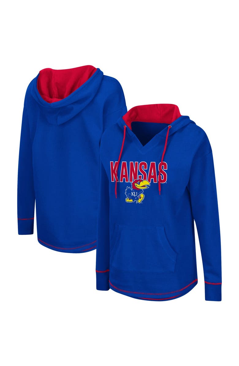 COLOSSEUM Women's Colosseum Royal Kansas Jayhawks Tunic Pullover Hoodie, Main, color,