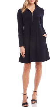Karen Kane Quarter Zip A-Line Travel Jersey Dress