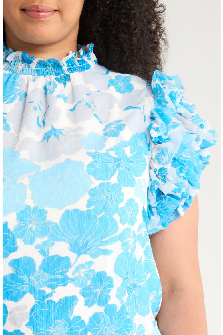 Kerela Floral Brenna Mock Neck Top, Alternate, color, BLUE/ WHITE COMBO