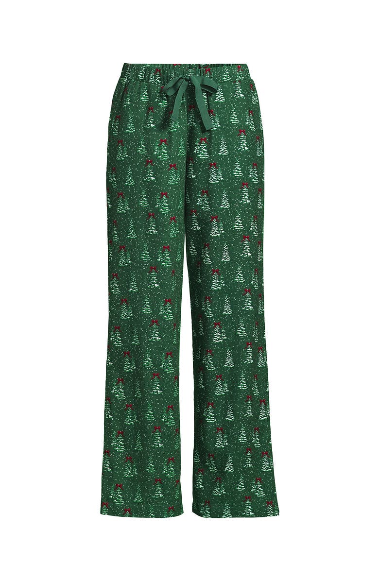 Lands' End Print Flannel Pajama Pants, Alternate, color, Light Emerald Snowy Trees
