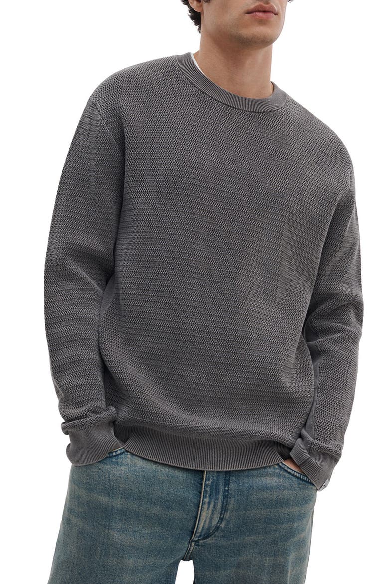 Caden Washed Cotton Blend Sweater, Main, color, CHARCOAL GREEN