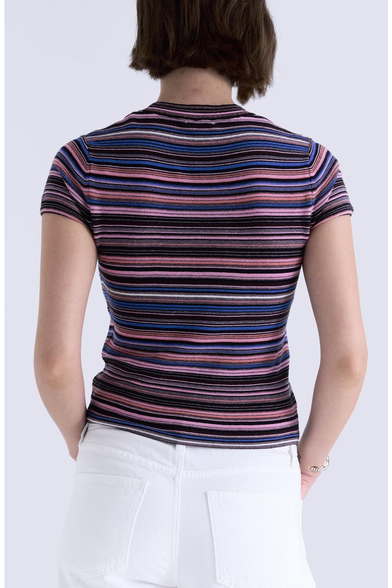 Selene Stripe Cotton Short Sleeve Sweater, Alternate, color, EGYPTIAN BLUE MULTI STRIPE