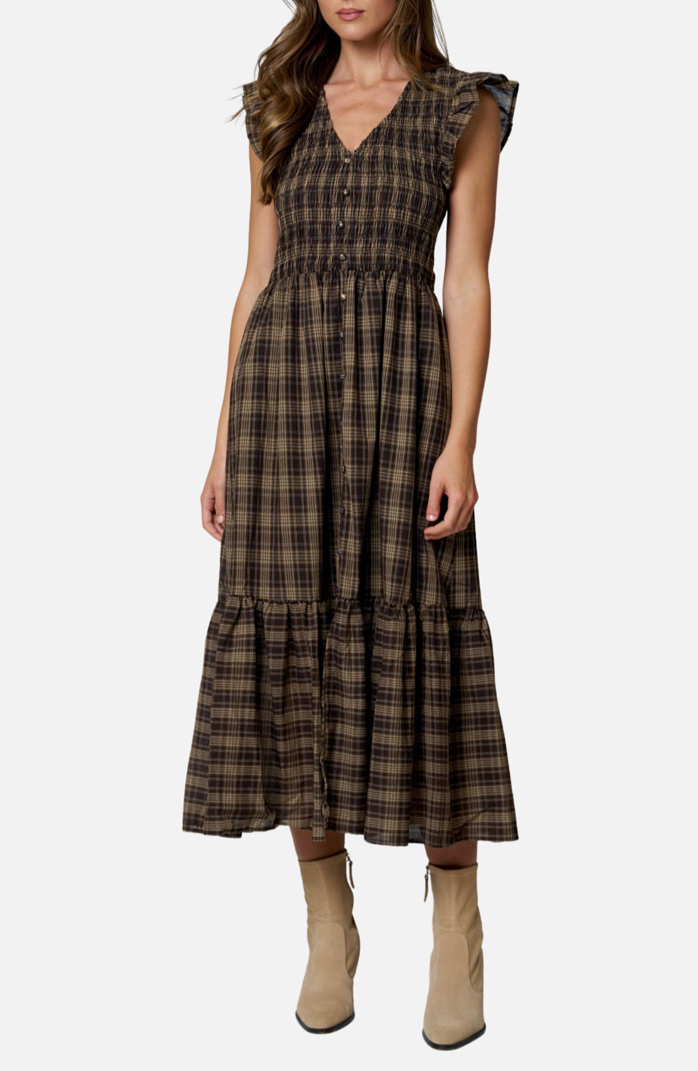 Flutter Sleeve Midi Dress