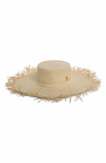BCBG Solid Frayed Wide Brim Hat