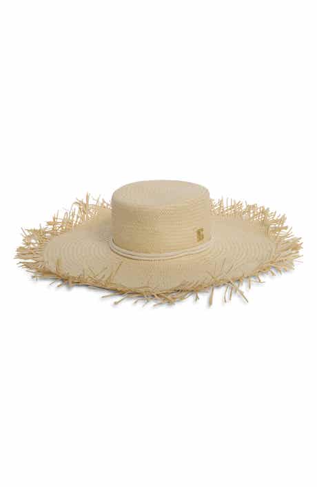 BCBG Solid Frayed Wide Brim Hat