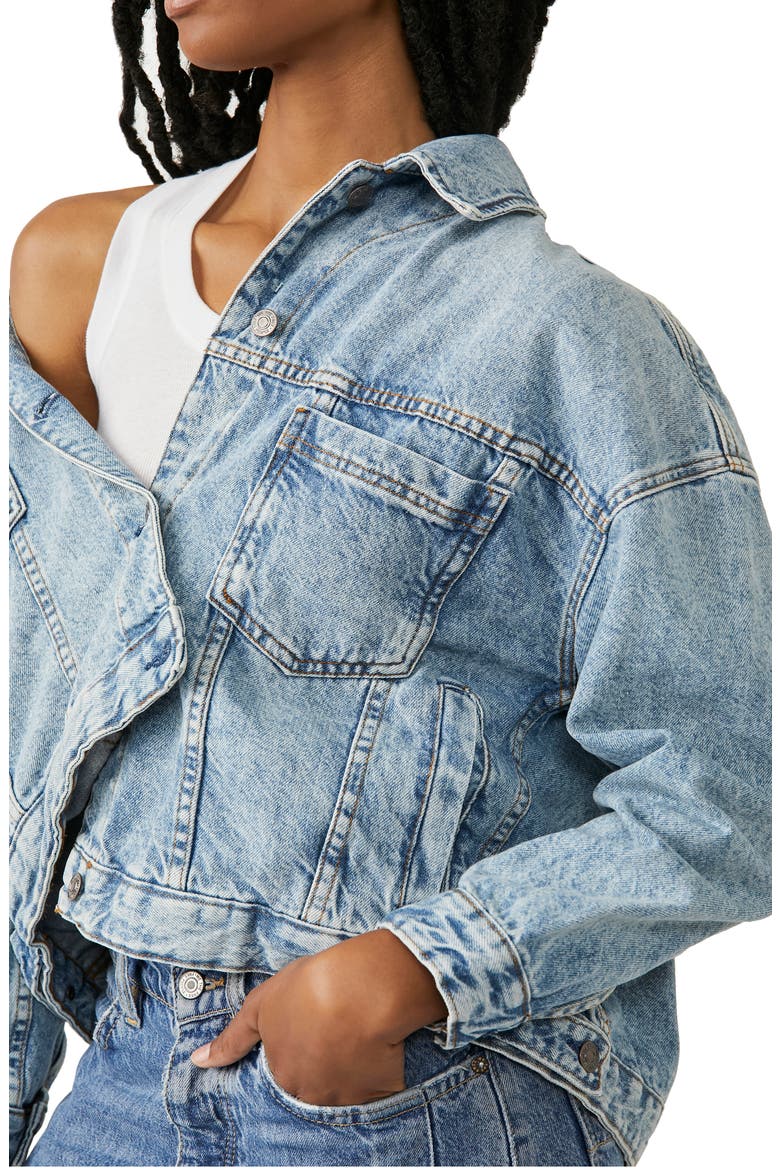 We The Free Opal Swing Denim Trucker Jacket, Alternate, color, OCEAN NIGHT