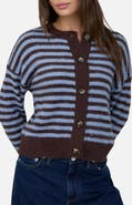 Blu Pepper Striped Fuzzy Cardigan
