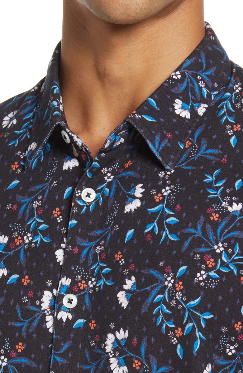 Good Man Brand Flex Pro Slim Fit Print Short Sleeve Button-Up Shirt, Alternate, color,