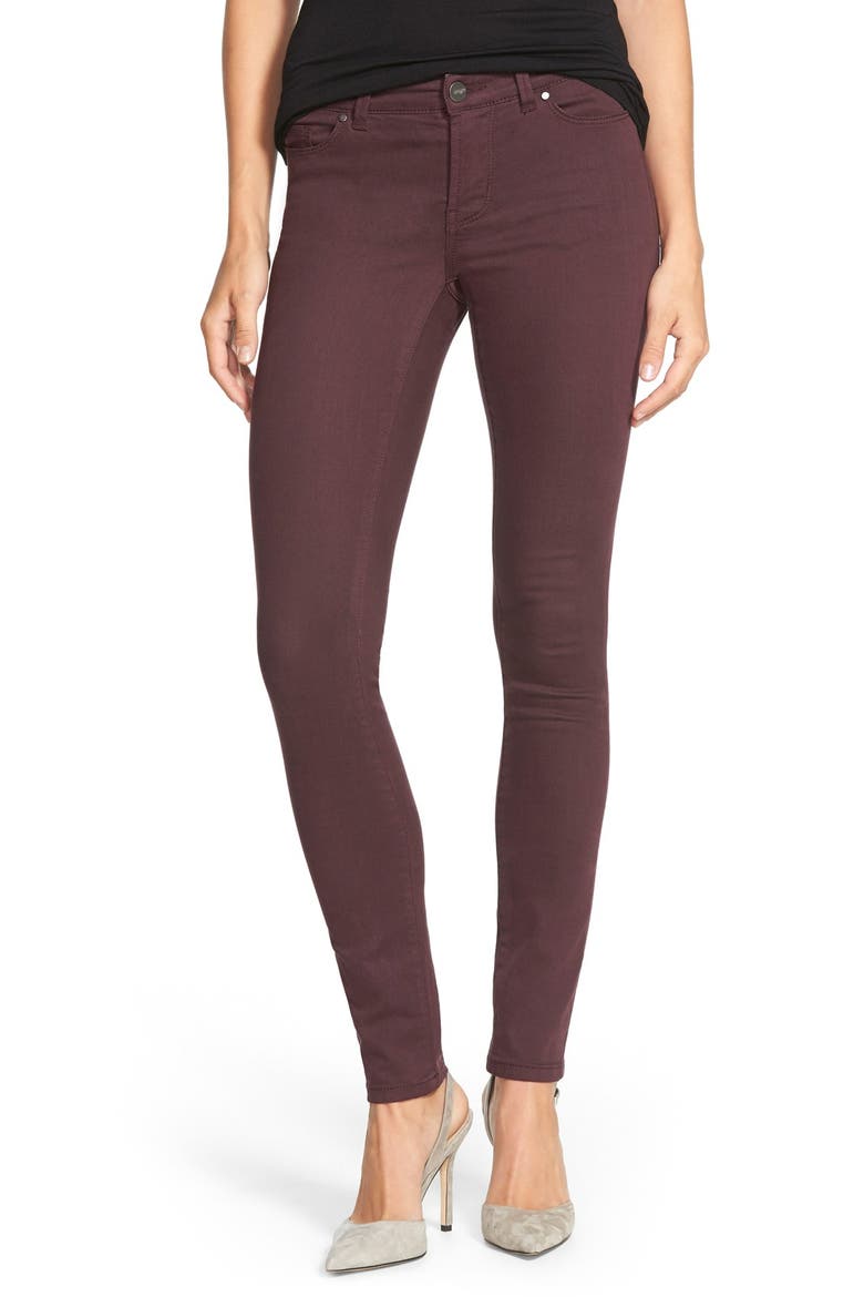 Overdyed Stretch Skinny Jeans, Main, color, BURGUNDY STEM