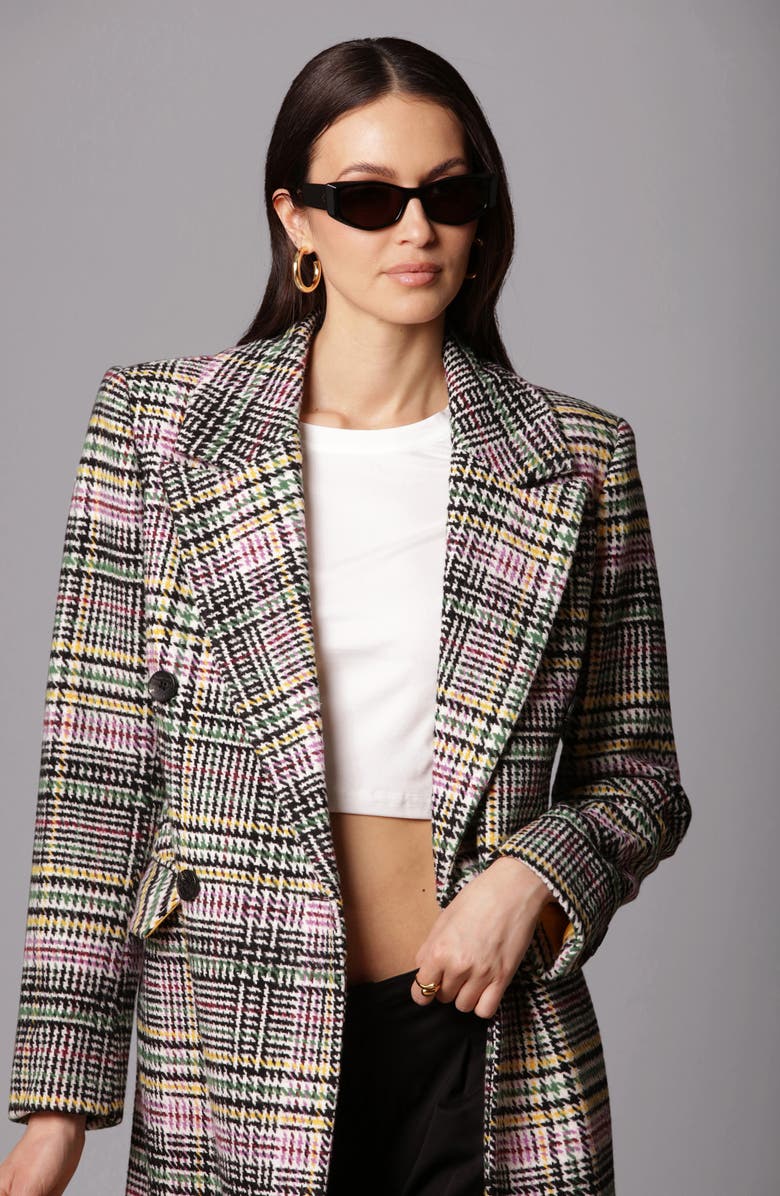 Avec Les Filles Plaid Double Breasted Coat, Alternate, color, 