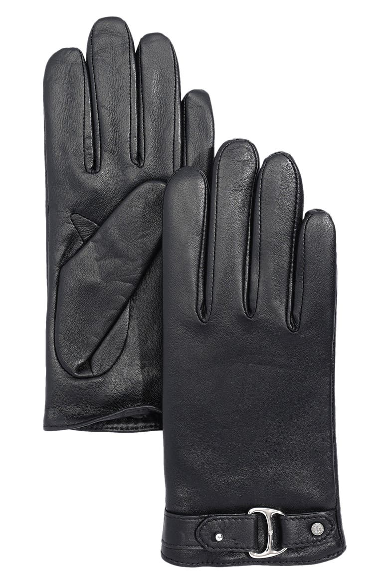 Leather Buckle Gloves, Alternate, color, BLACK