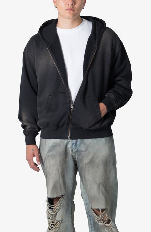 Mnml Basic Faded Cotton Zip-up Hoodie In Washed Black