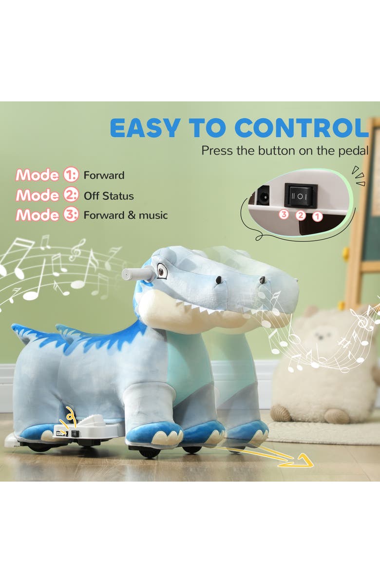 Qaba 6V Kids Electric Ride on Animal with Music, Forward, Alternate, color, Blue