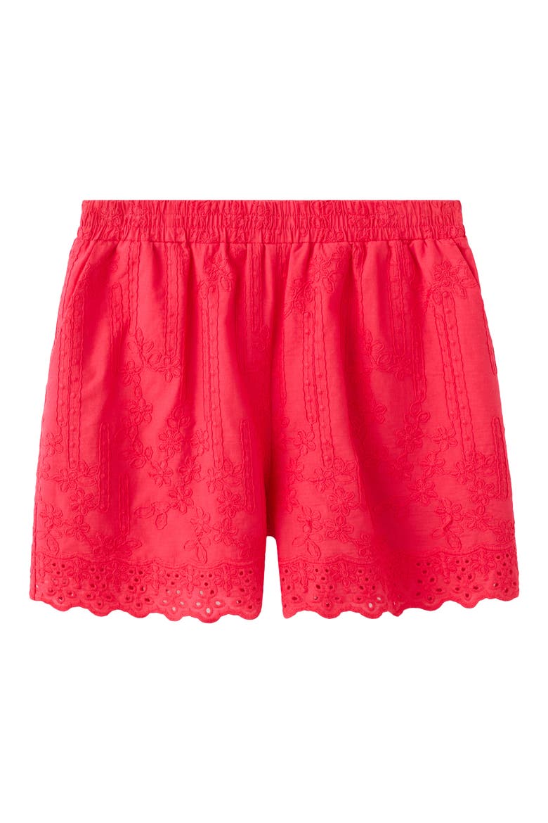 Floral Embrodiered Cotton Shorts, Alternate, color, STRAWBERRY