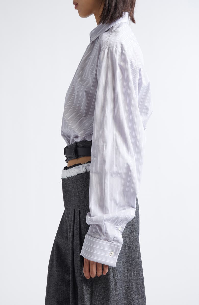 JULIE KEGELS Cala Belted Crop Button-Up Shirt, Alternate, color, Grey