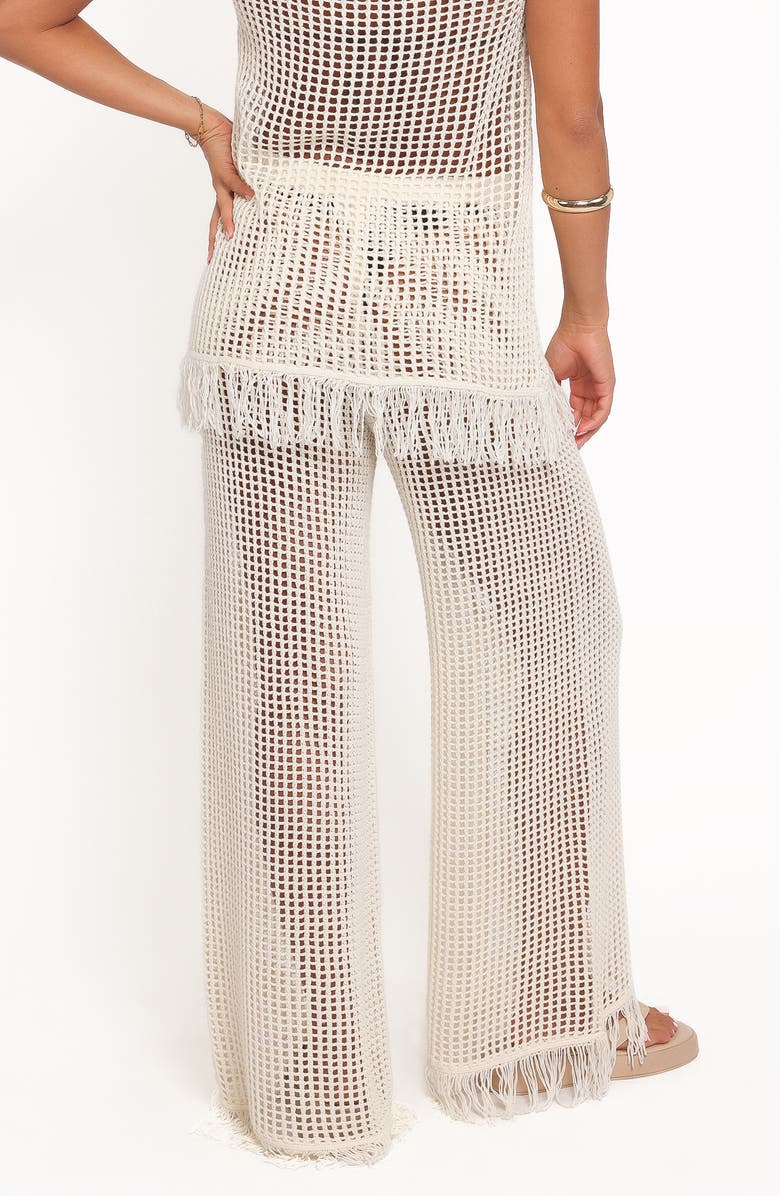 Petal & Pup Lorna Open Stitch Wide Leg Pants, Alternate, color, Off White