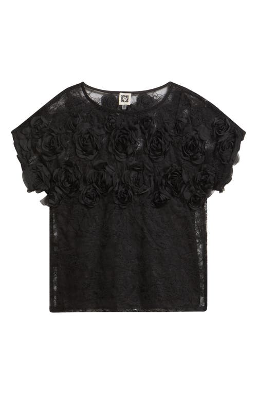 Anne Klein Rosettes & Lace Top In Black