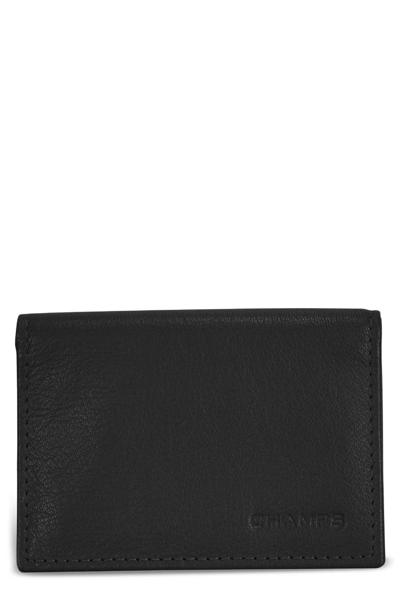 Onyx Leather RFID Vertical Slim Wallet, Main, color, BLACK
