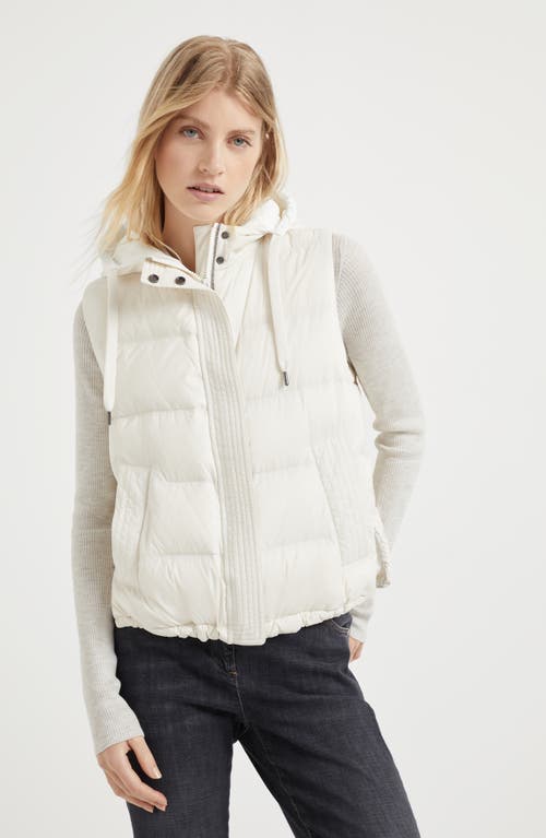 Brunello Cucinelli Nylon Down Vest In Vanilla