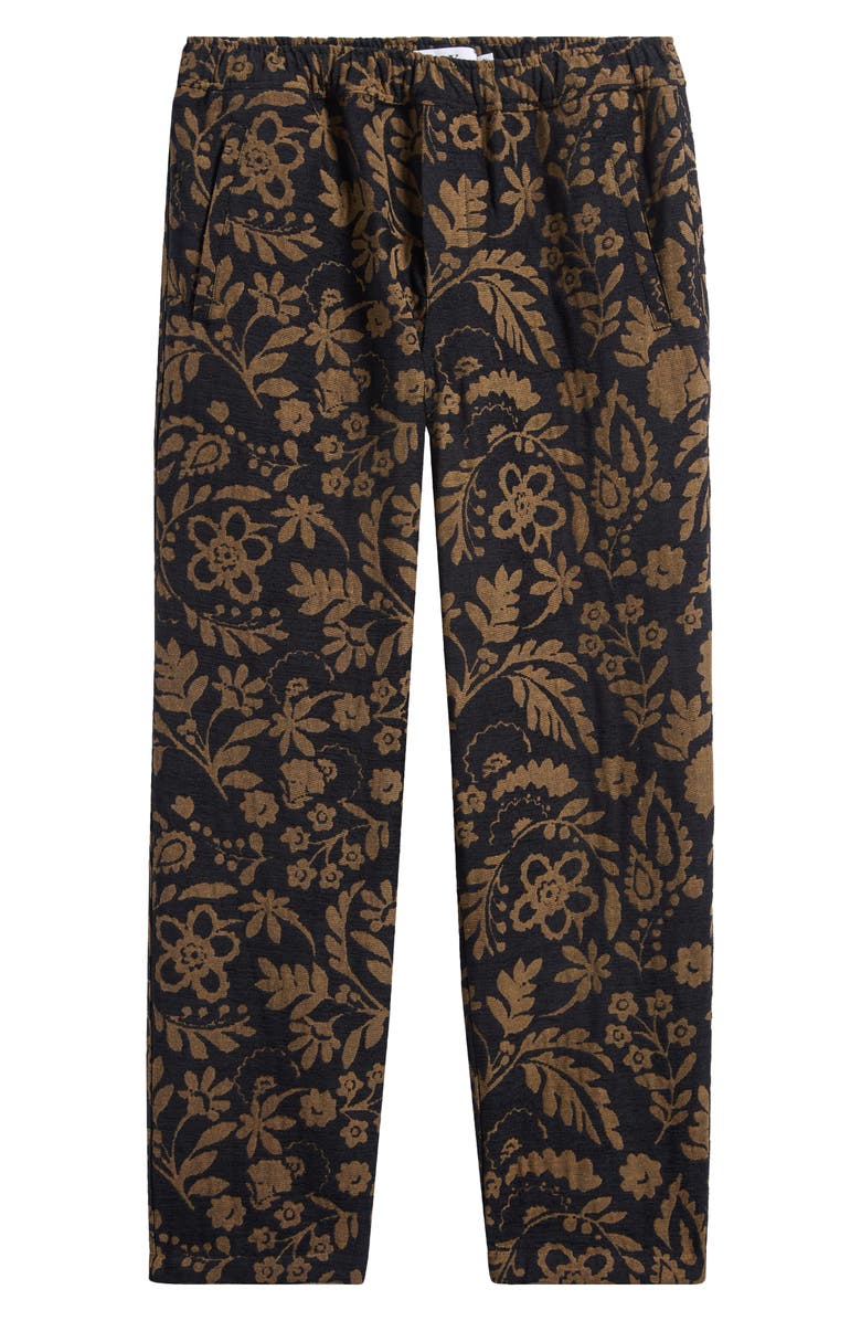 Wax London Tyne Recycled Cotton Blend Floral Jacquard Pants, Main, color, Black / Khaki