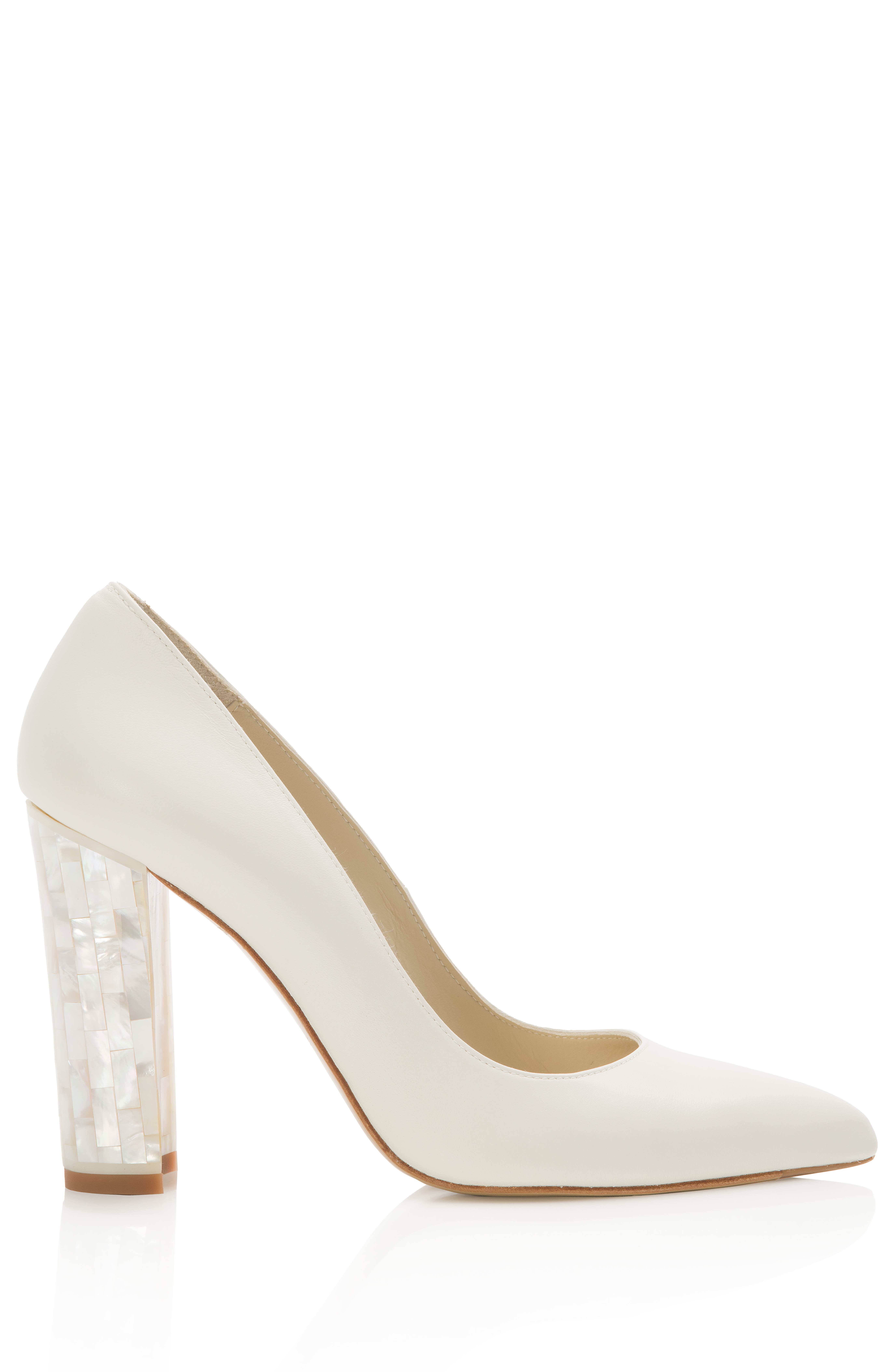 Camille Pointed Toe Pearl Heel Pump, Alternate, color, Ivory
