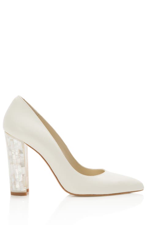 Camille Pointed Toe Pearl Heel Pump