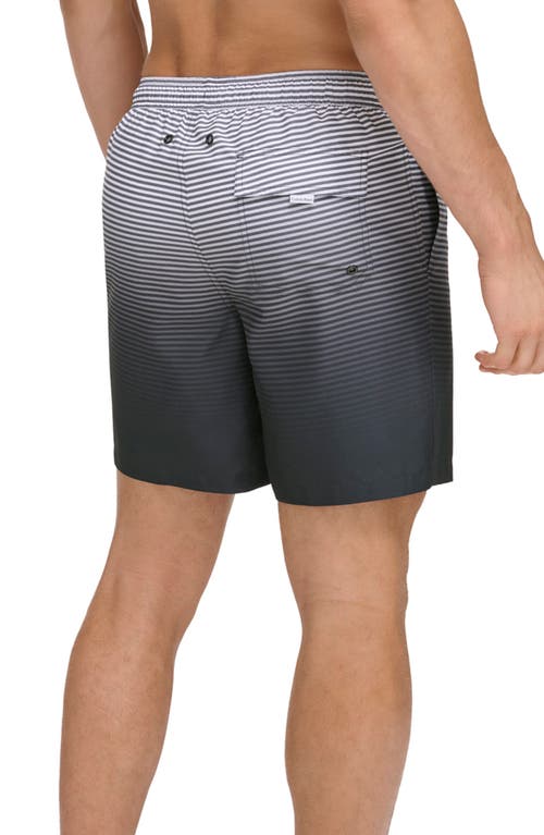 Shop Calvin Klein Gradient Stripe Swim Trunks In Black