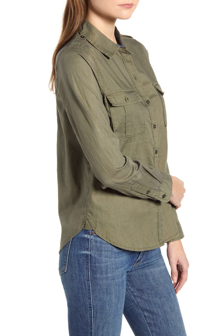 Laura Cotton Twill Utility Shirt, Alternate, color, BURNT OLIV