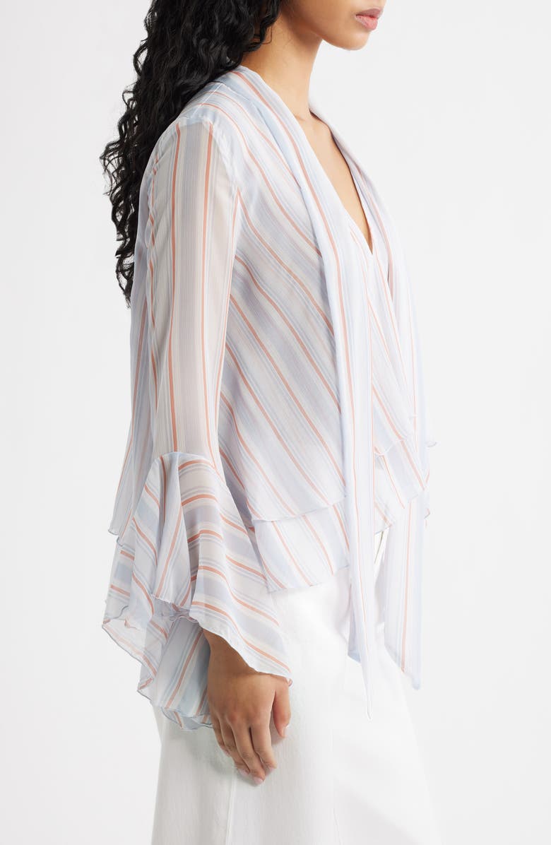 MANGO Leif Stripe Ruffle Shirt, Alternate, color, Blue