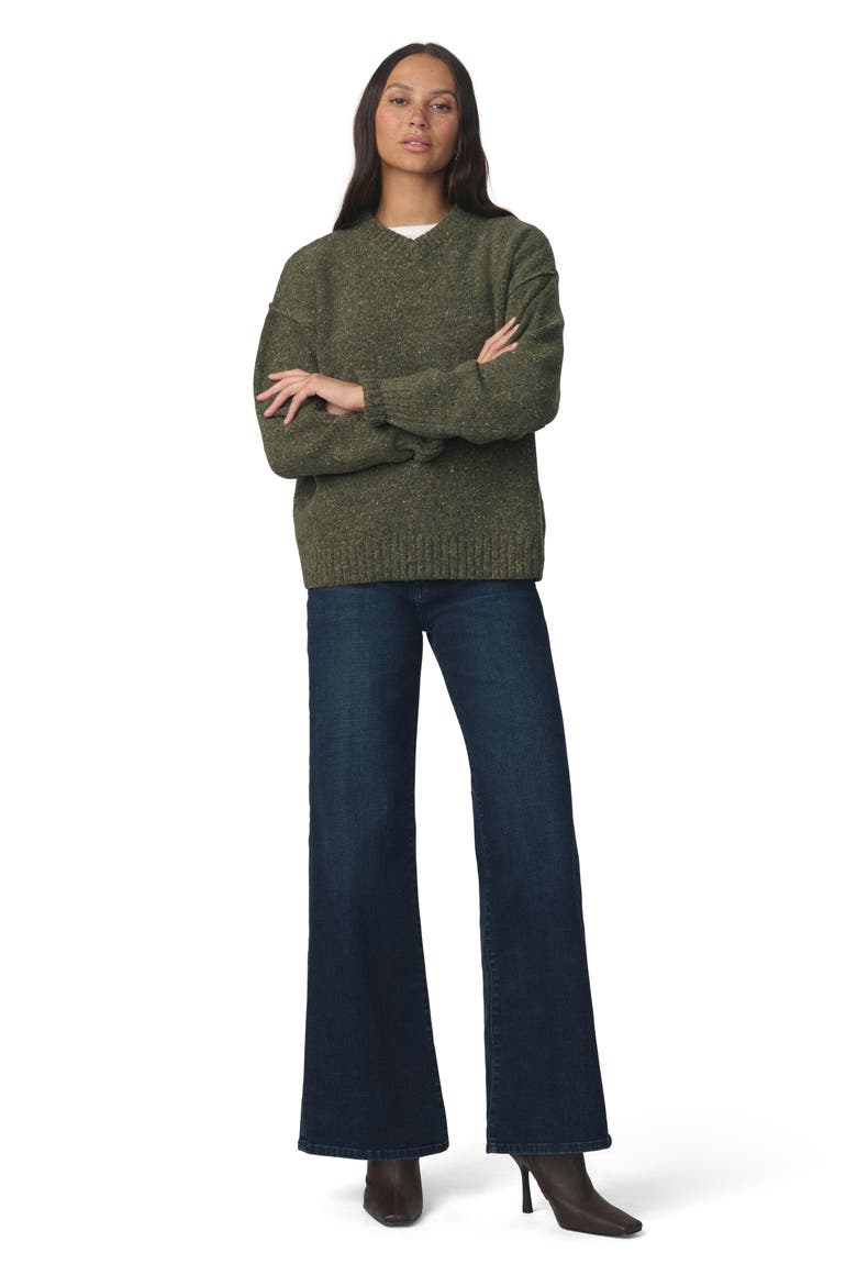 Cotton & Cashmere V-Neck Sweater, Alternate, color, MOSS