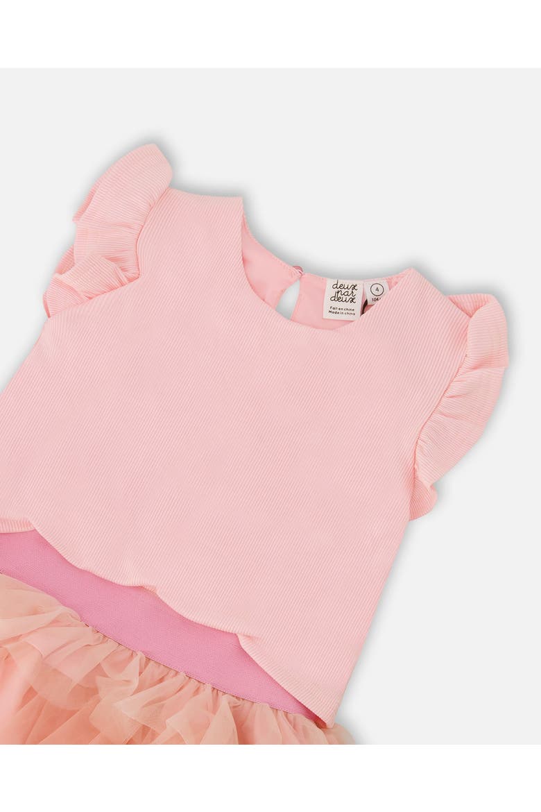 Bi-Material Short Flutter Sleeve Dress, Alternate, color, Pale Rose