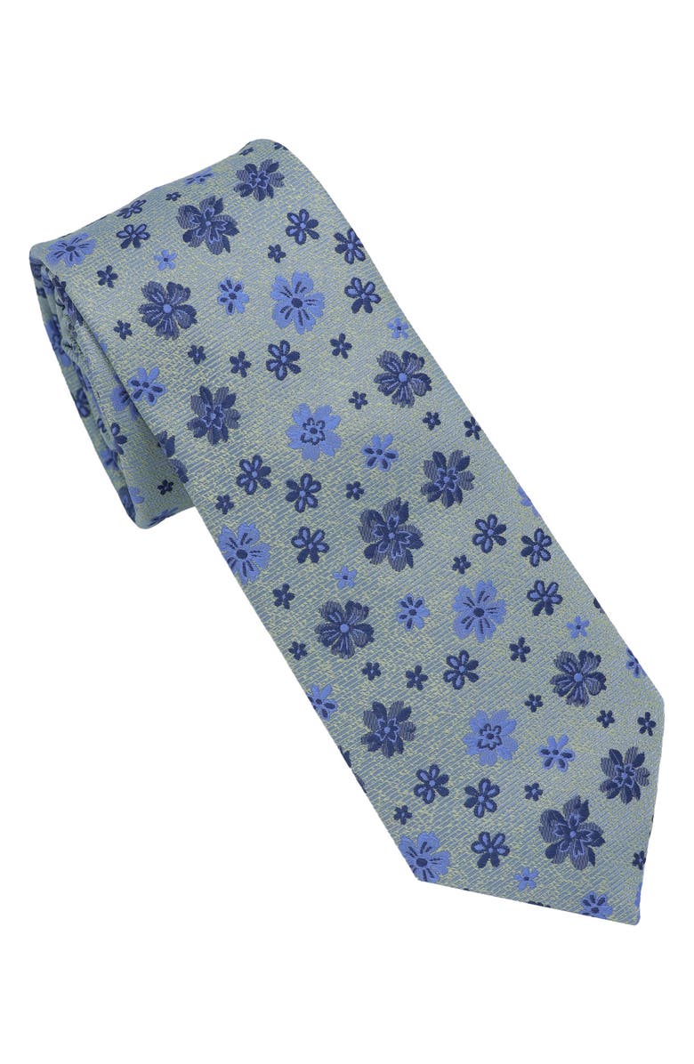 Ben Sherman Floral Twill Slim Tie, Main, color, Light Blue