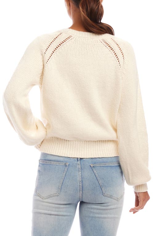Karen Kane Open Stitch Stretch Cotton Cardigan In Ecru