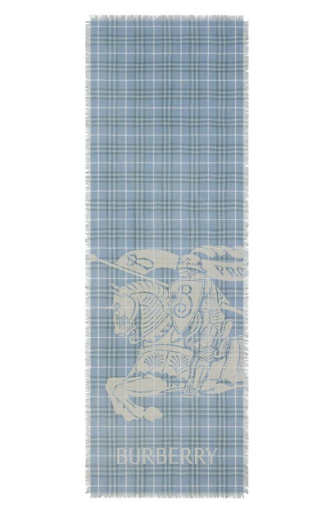Equestrian Knight Design Check Wool Scarf