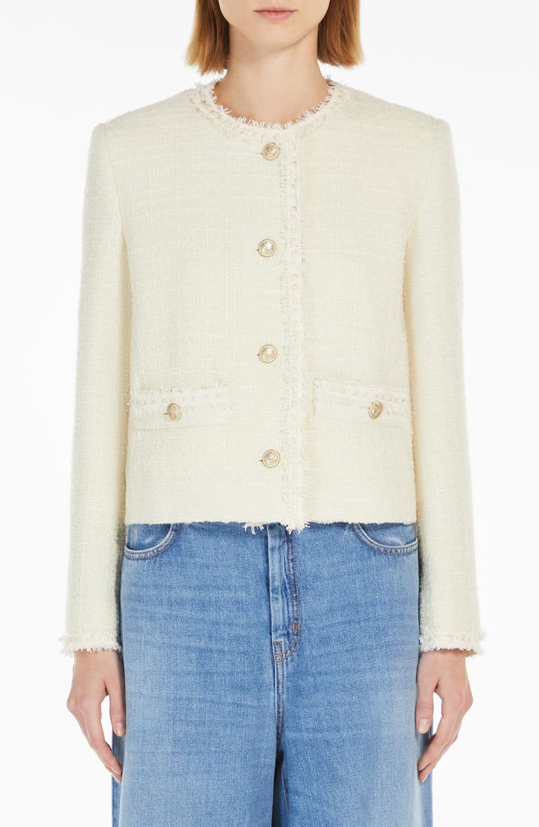 Weekend Max Mara Balia Fray Tweed Jacket, Main, color, 