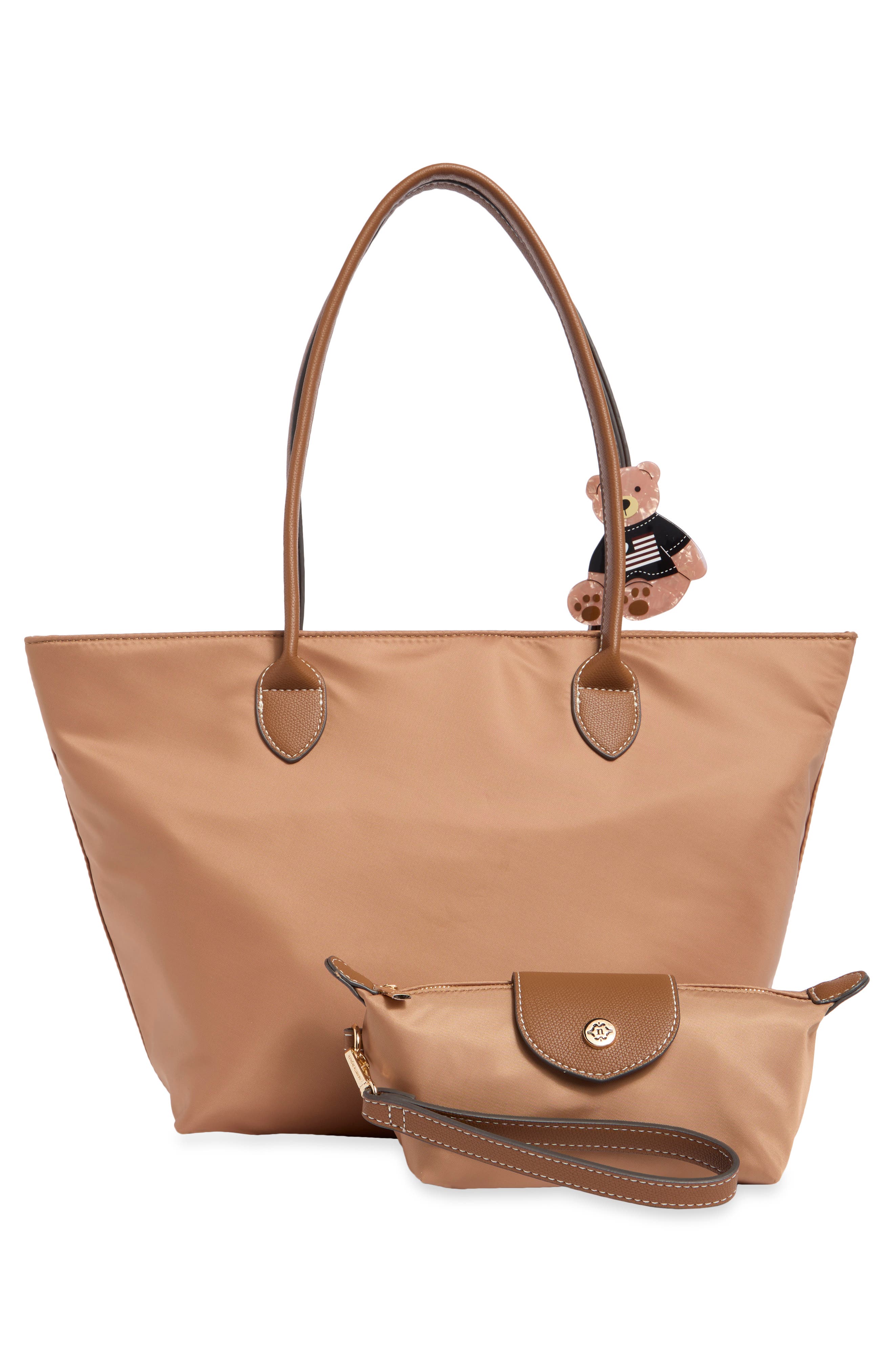 Nylon Tote with Pencil Case, Alternate, color, BROWN SUGAR / MOOSE