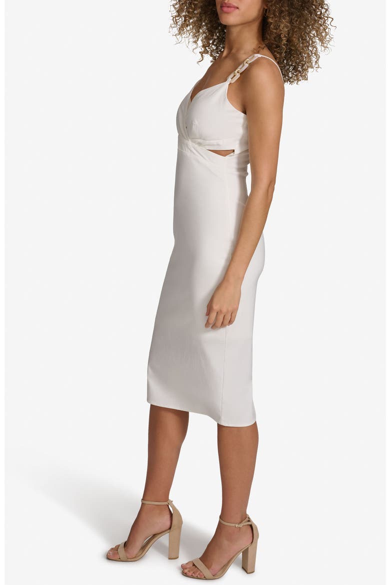 Chain Strap Stretch Woven Midi Dress, Alternate, color, WHITE