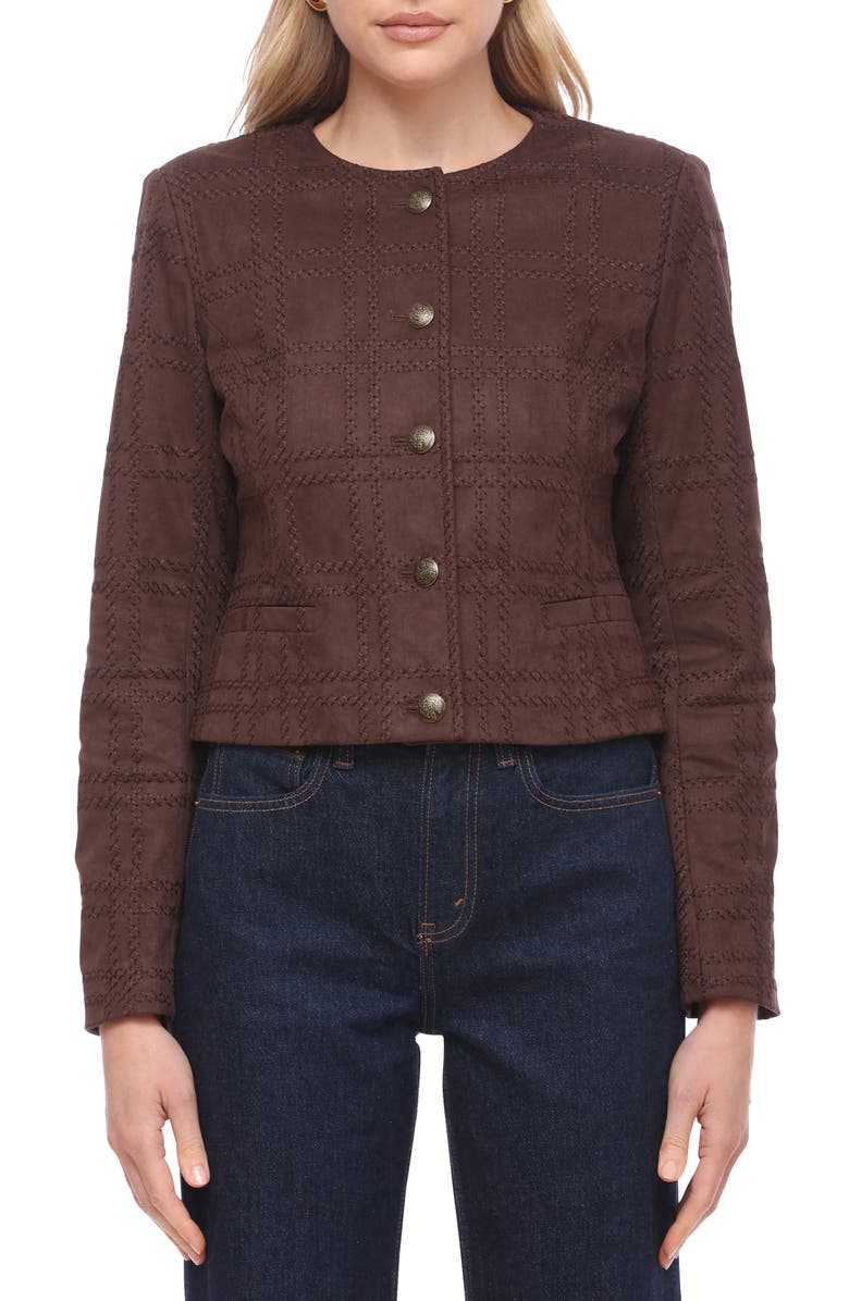 Bagatelle Faux Suede Crop Jacket, Main, color, Bitter