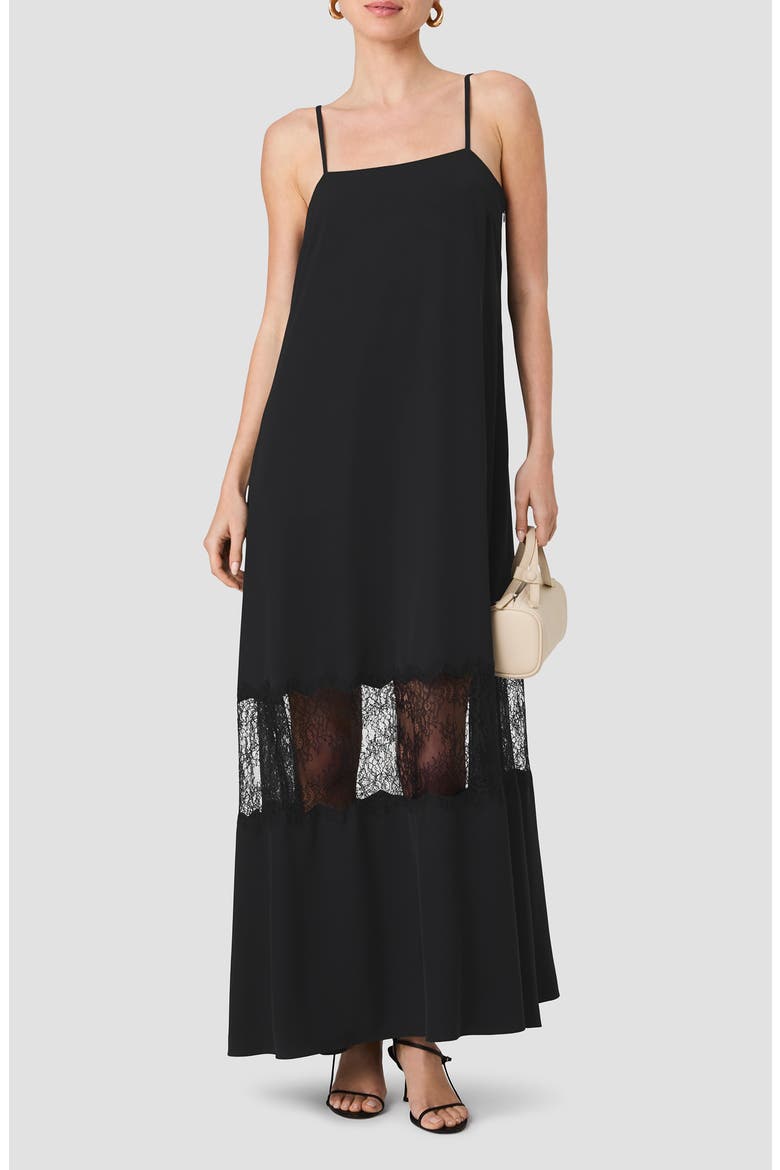 Quinn Crepe Lace Maxi Dress, Main, color, 01-BLACK