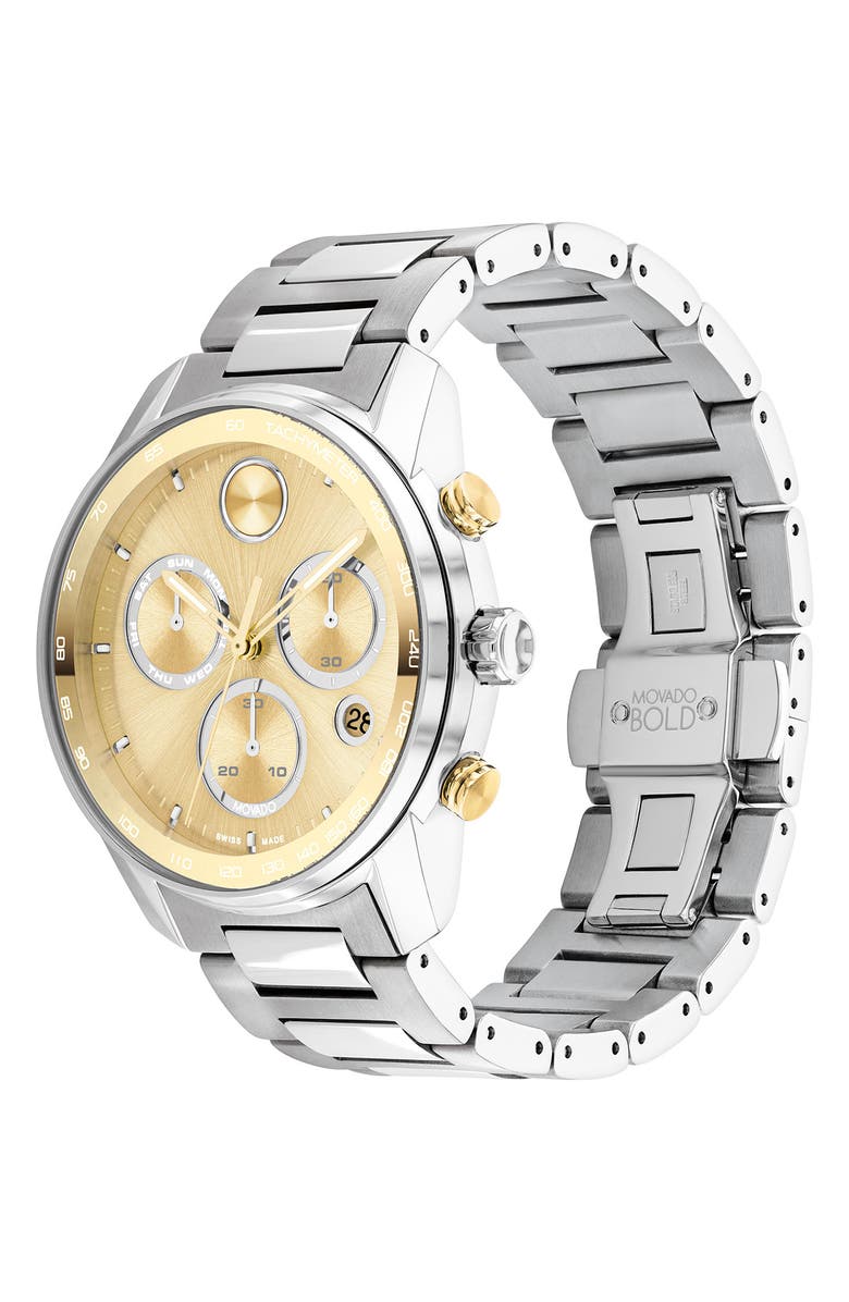 Movado Bold Verso Chronograph Bracelet Watch, 44mm, Alternate, color, Silver