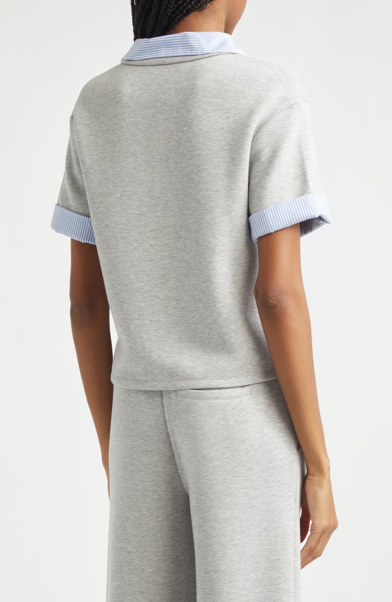 Veronica Beard Stuyvesant Mixed Media Top, Alternate, color, Light Heather Grey