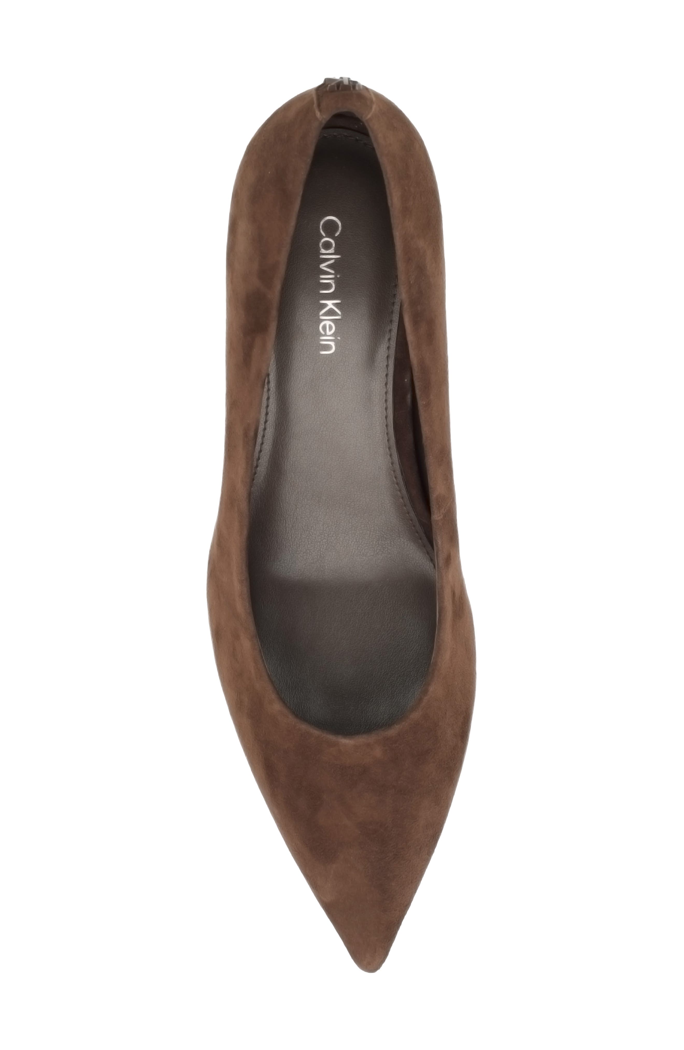 Bazey Leather Pump, Alternate, color, DARK BROWN SUEDE