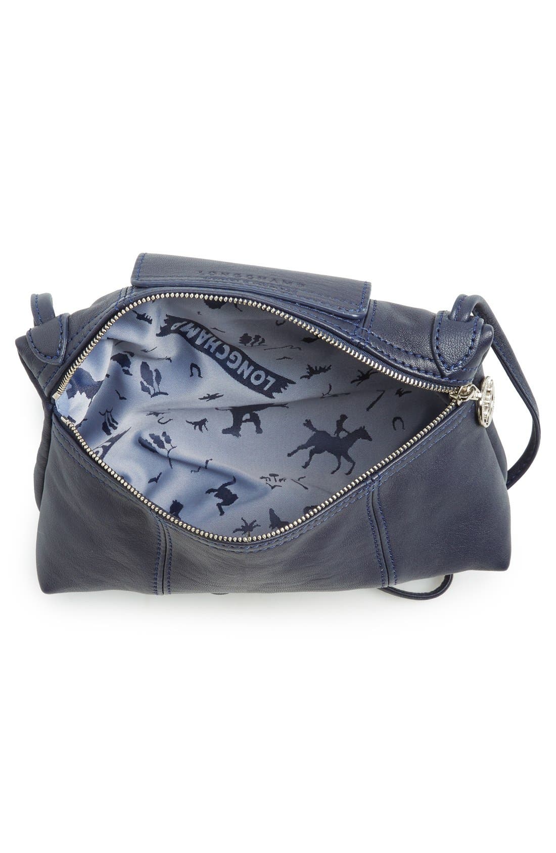 Le Pliage - Cuir Crossbody Bag, Alternate, color, NAVY