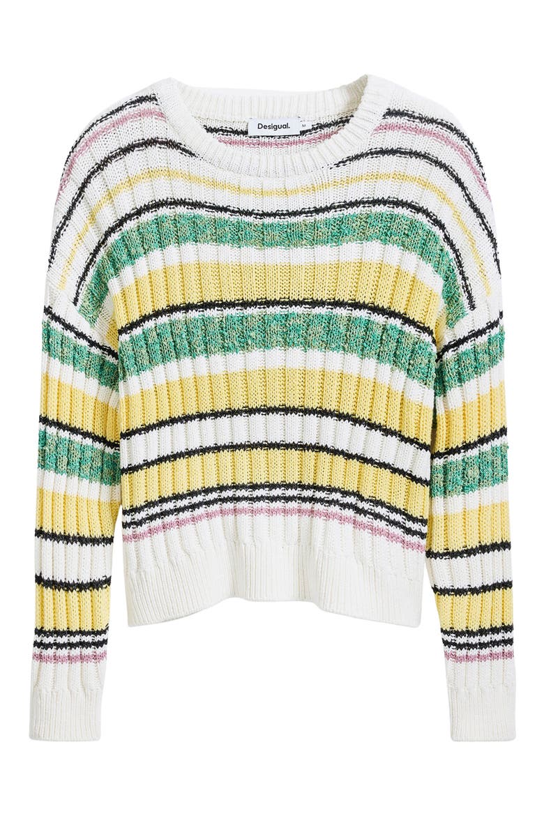 Stripe Crewneck Sweater, Alternate, color, MATERIAL FINISHES