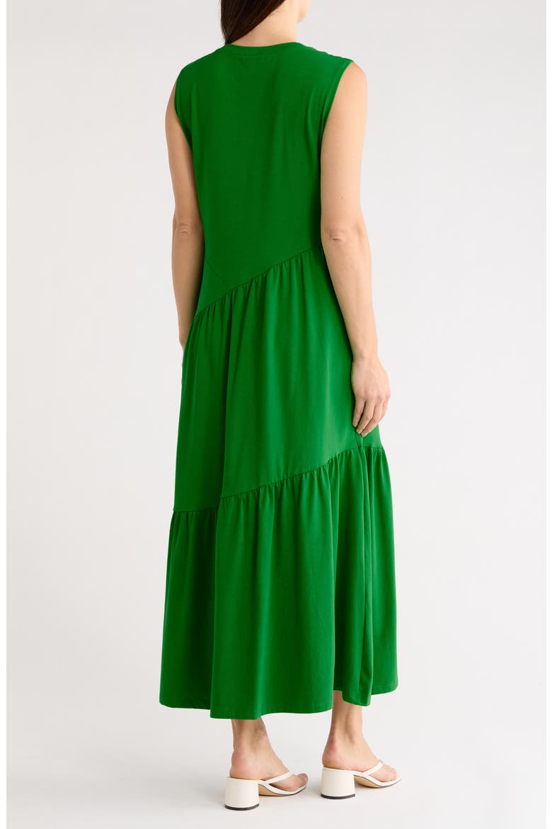 Gathered Sleeveless Tiered Maxi Dress, Alternate, color, FERN GREEN